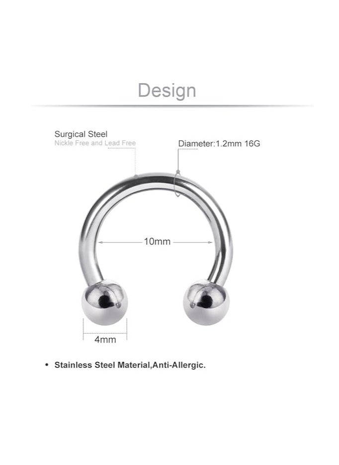 Generic BForbidden Body Jewelry Horseshoe Septum Rings Internally Threaded Small Nose Hoop Surgical Steel 2 pieces  - Image 1