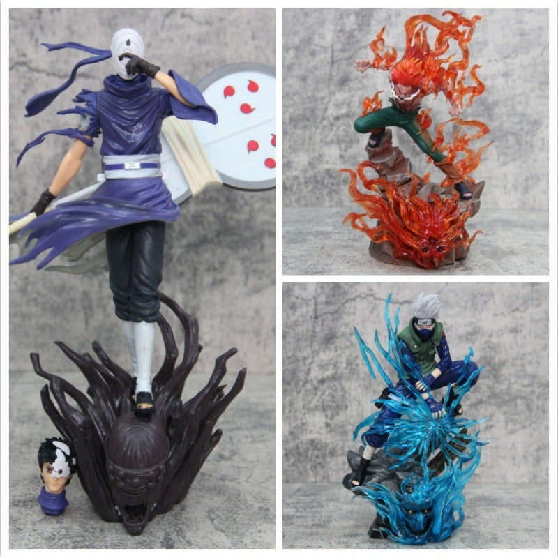 Naruto Shippuden Ten Years Hundred Ninja Kakashi Might Guy Night Guy Obito Uchiha Anime Action Figure Model - Image 1