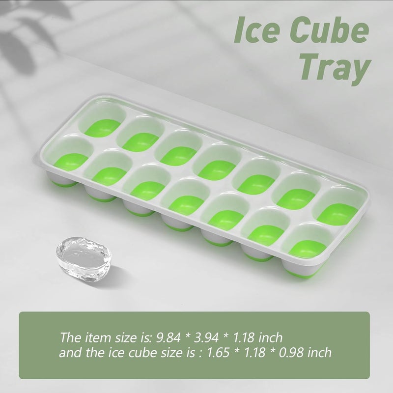 ChefAide Ice Cube Tray with Lid, 2 Packs 28 Cubes Durable Stackable Ice Cube Trays for Freezer with Removable Lids, Easy-Release Plastic & Silicone Ice Tray for Cocktail, Coffee - Image 3