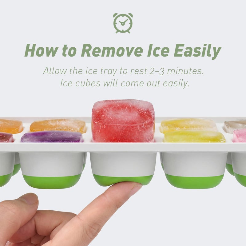 ChefAide Ice Cube Tray with Lid, 2 Packs 28 Cubes Durable Stackable Ice Cube Trays for Freezer with Removable Lids, Easy-Release Plastic & Silicone Ice Tray for Cocktail, Coffee - Image 2