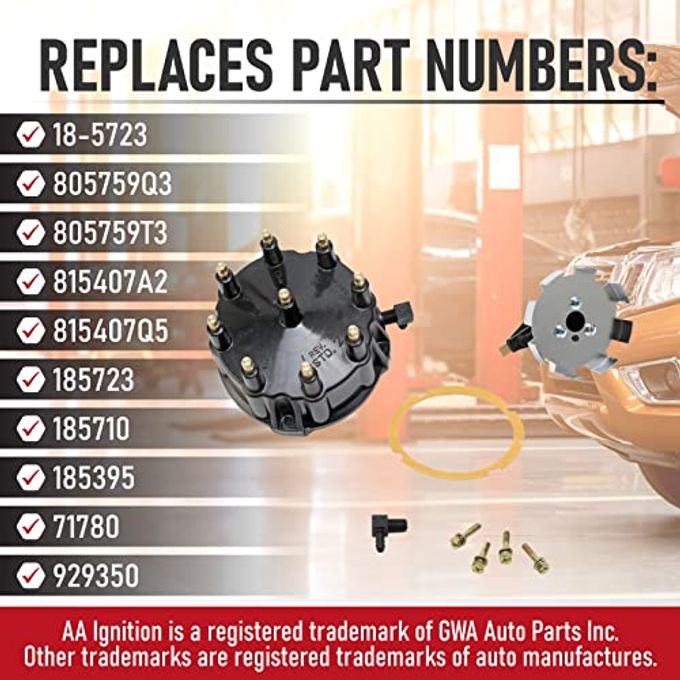AA Ignition Replacement Distributor Cap Tune Up Kit Compatible with Mercruiser GM V8 Engines with Thunderbolt IV, V HEI Ignition System Replaces Parts 187523, 805759Q3, 805759T3 Rotor, Cap, Gasket - Image 3