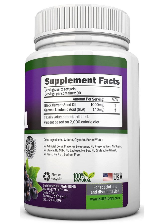 NutriONN Black Currant Oil - 1000 Mg - 180 Softgels - Cold-Pressed Pure Black Currant Seed Oil - Hexane Free - 140mg GLA Per Serving - Regulates Hormonal Balance - Great for Immune System, Hair and Skin - Image 2