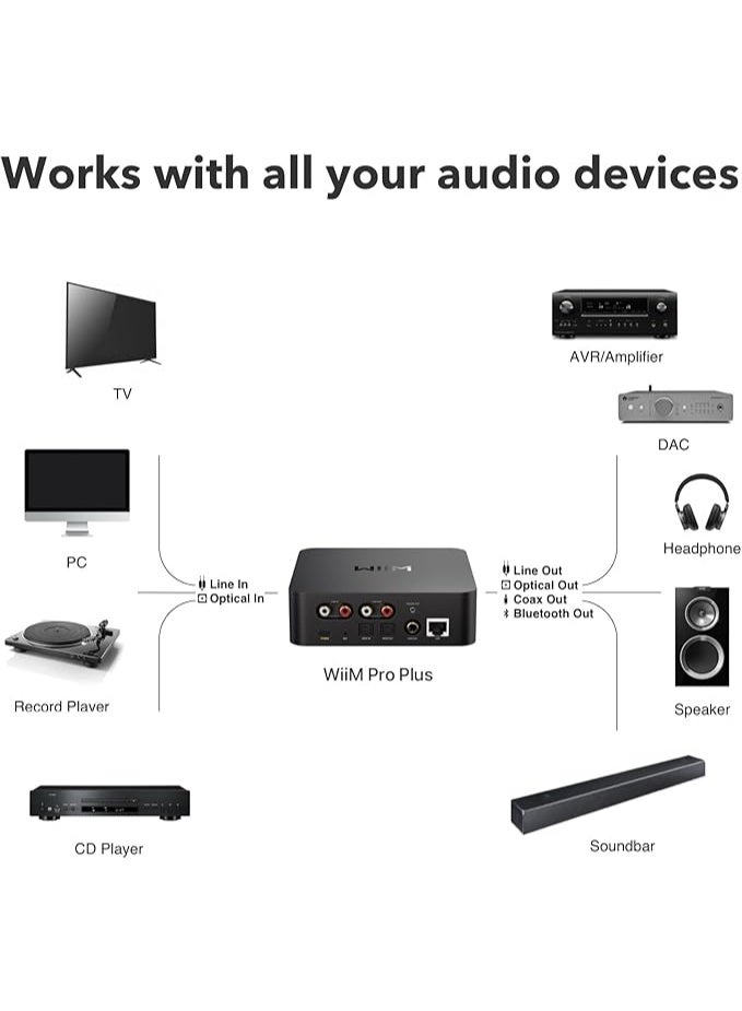 WiiM Pro Plus - AirPlay 2 Receiver,Google Cast Audio, Multiroom Streamer with Premium AKM DAC, Voice Remote, Works with Siri/Google, Stream Hi-Res Audio from Spotify, Tidal and More - Image 2