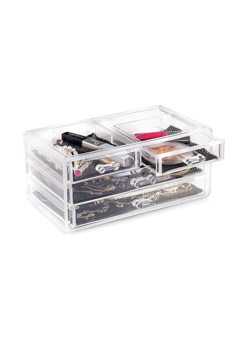 Masirs Clear Cosmetic Storage Organizer - Easily Organize Your Cosmetics, Jewelry and Hair Accessories. Looks Elegant Sitting on Your Vanity, Bathroom Counter or Dresser. Clear Design for Easy Visibility  - Image 3