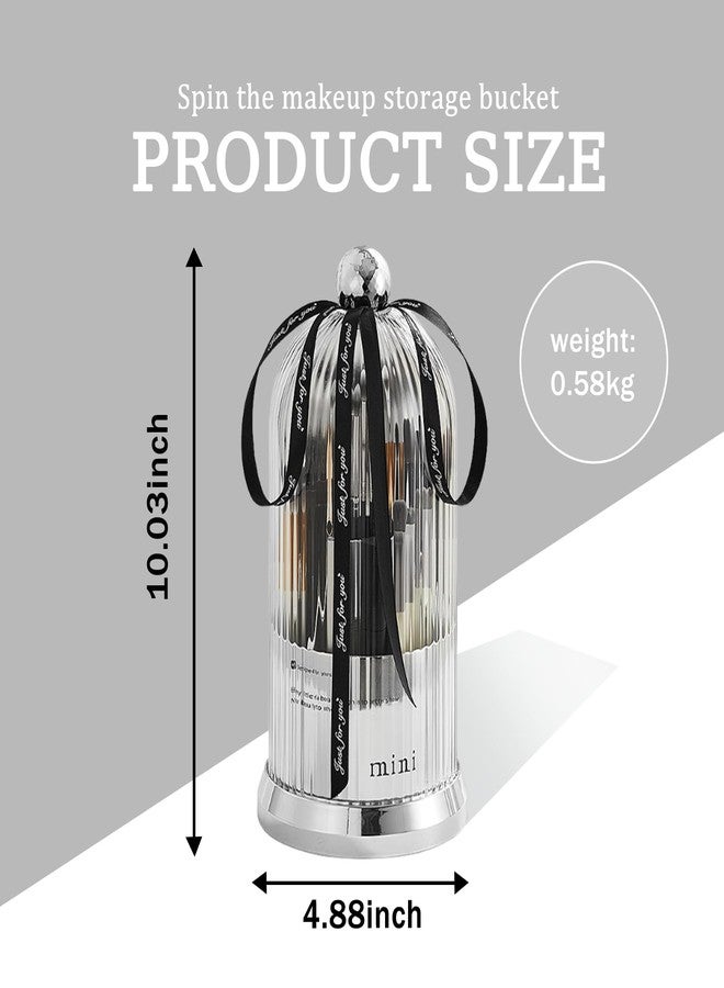 JIANGLAI Makeup Brush Holder with Lid, 360° Rotating Multifunction Clear Dustproof Skincare Cosmetic Tools Storage Organizer for Vanity Desktop Bathroom Countertop (White) - Image 2