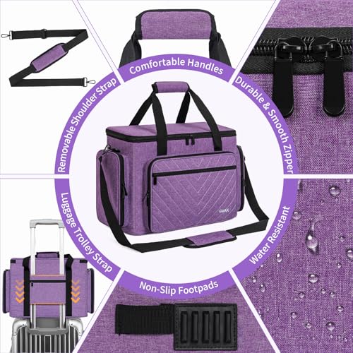 GMAK Sewing Machine Case with Detachable Dolly Rolling Sewing Machine Case with Removable Padding Pad Universal Rolling Carrying Tote Storage Bag for Most Standard Brother Singer Janome Purple - Image 3