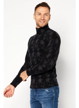 INC Men Mock Neck Long Sleeves Textured Sweaters, Black  - Image 2