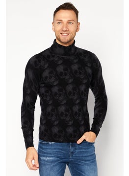 INC Men Mock Neck Long Sleeves Textured Sweaters, Black  - Image 1