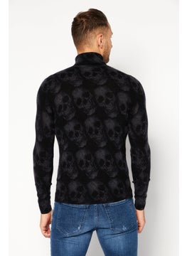 INC Men Mock Neck Long Sleeves Textured Sweaters, Black  - Image 4
