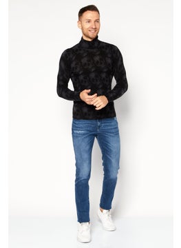 INC Men Mock Neck Long Sleeves Textured Sweaters, Black  - Image 3