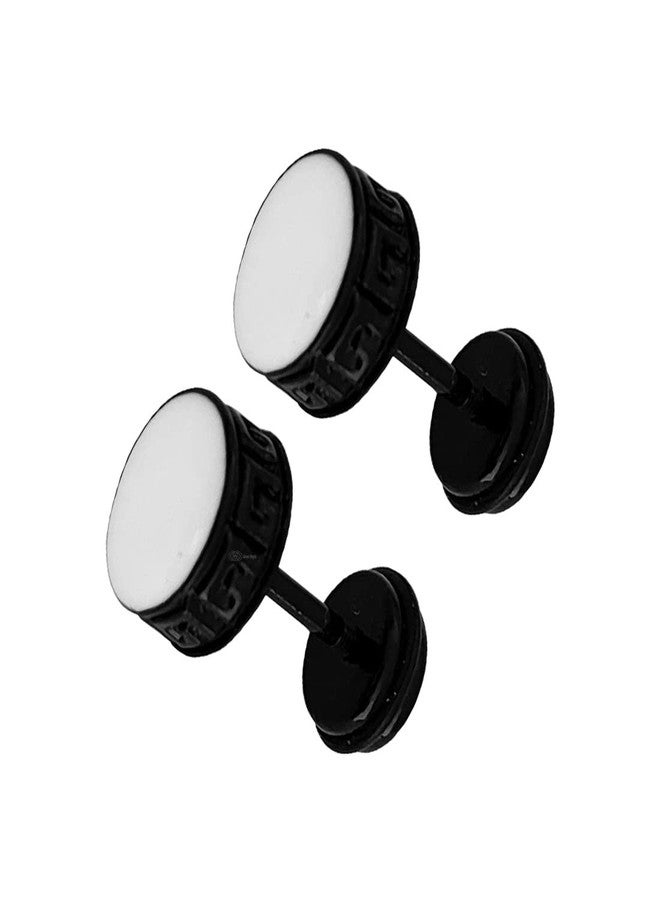 M Men Style Biker Friendship Gift Mens Metal Valentine Multi Hoop Bali earrings Dumble Piercing Surgical Stainless Steel Black Wood Stud Earring For And Women - Image 1
