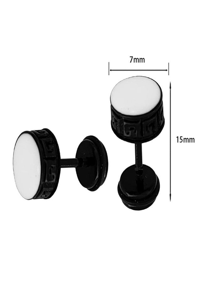 M Men Style Biker Friendship Gift Mens Metal Valentine Multi Hoop Bali earrings Dumble Piercing Surgical Stainless Steel Black Wood Stud Earring For And Women - Image 2