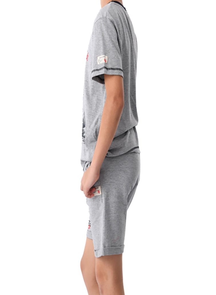 Urbasy Boys/Teens Printed Round Neck T-Shirt With Grey Shorts - Image 4