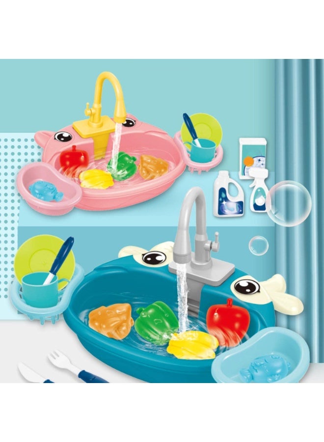 LumsAura Kids Kitchen Sink Toy – Pretend Play Sink with Working Faucet, Water Circulation & Drain, Educational Role-Play Set for Toddlers & Kids (Pink) - Image 2