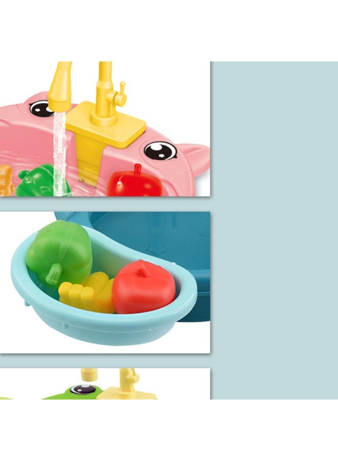 LumsAura Kids Kitchen Sink Toy – Pretend Play Sink with Working Faucet, Water Circulation & Drain, Educational Role-Play Set for Toddlers & Kids (Pink) - Image 5