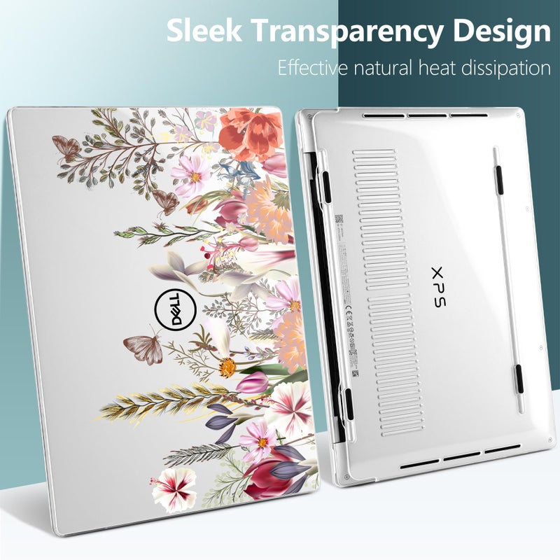 Batianda Case for 2024 Dell XPS 13 Laptop Copilot+ PC 13.4" Display Model Number 9345/9350, Lovely Ultra-Slim Lightweight Scratch-Resistant Hard Cover with Professional Protection, Flower Field - Image 2