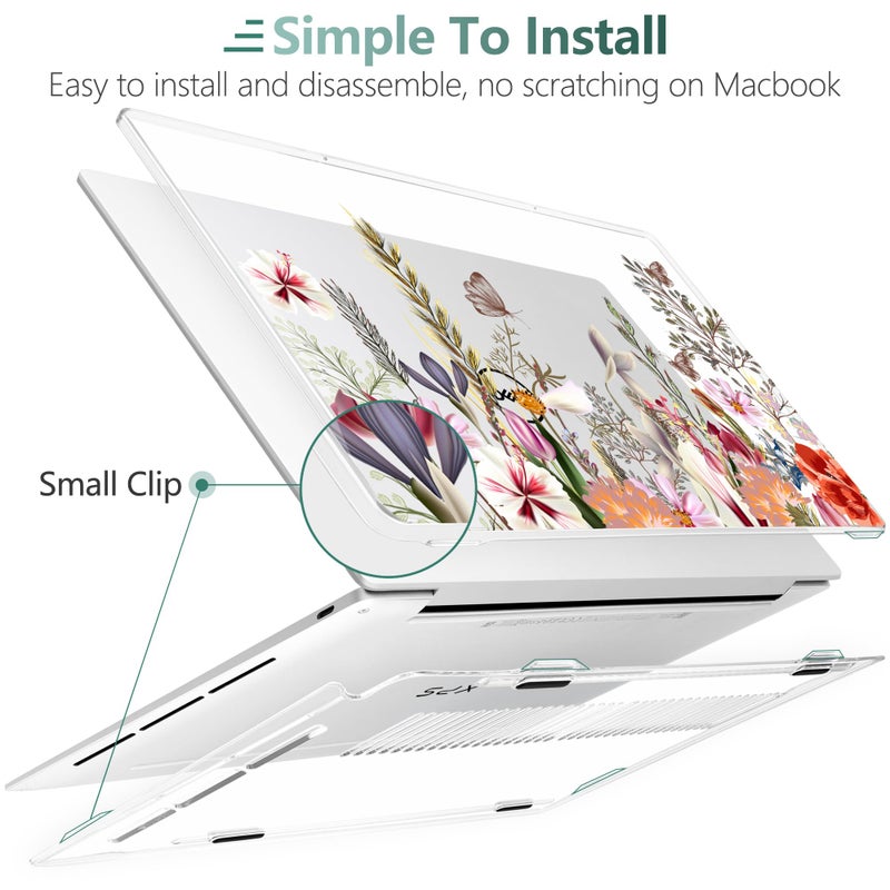 Batianda Case for 2024 Dell XPS 13 Laptop Copilot+ PC 13.4" Display Model Number 9345/9350, Lovely Ultra-Slim Lightweight Scratch-Resistant Hard Cover with Professional Protection, Flower Field - Image 3