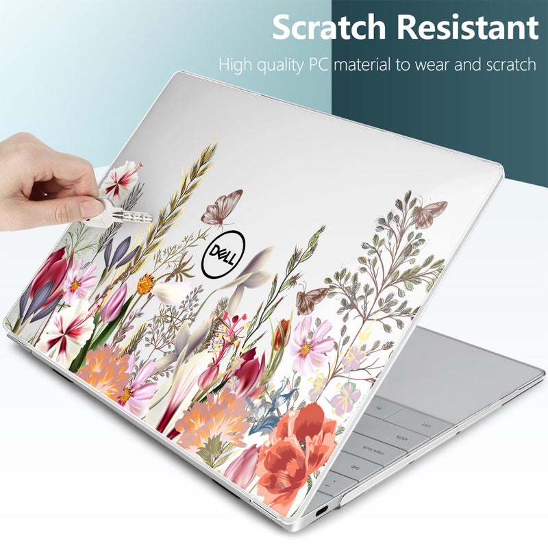 Batianda Case for 2024 Dell XPS 13 Laptop Copilot+ PC 13.4" Display Model Number 9345/9350, Lovely Ultra-Slim Lightweight Scratch-Resistant Hard Cover with Professional Protection, Flower Field - Image 4