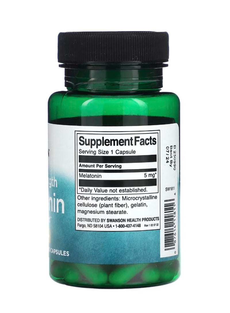 سوانسون قوة إضافية من الميلاتونين 5 ملجم - 60 كبسولة - Image 2