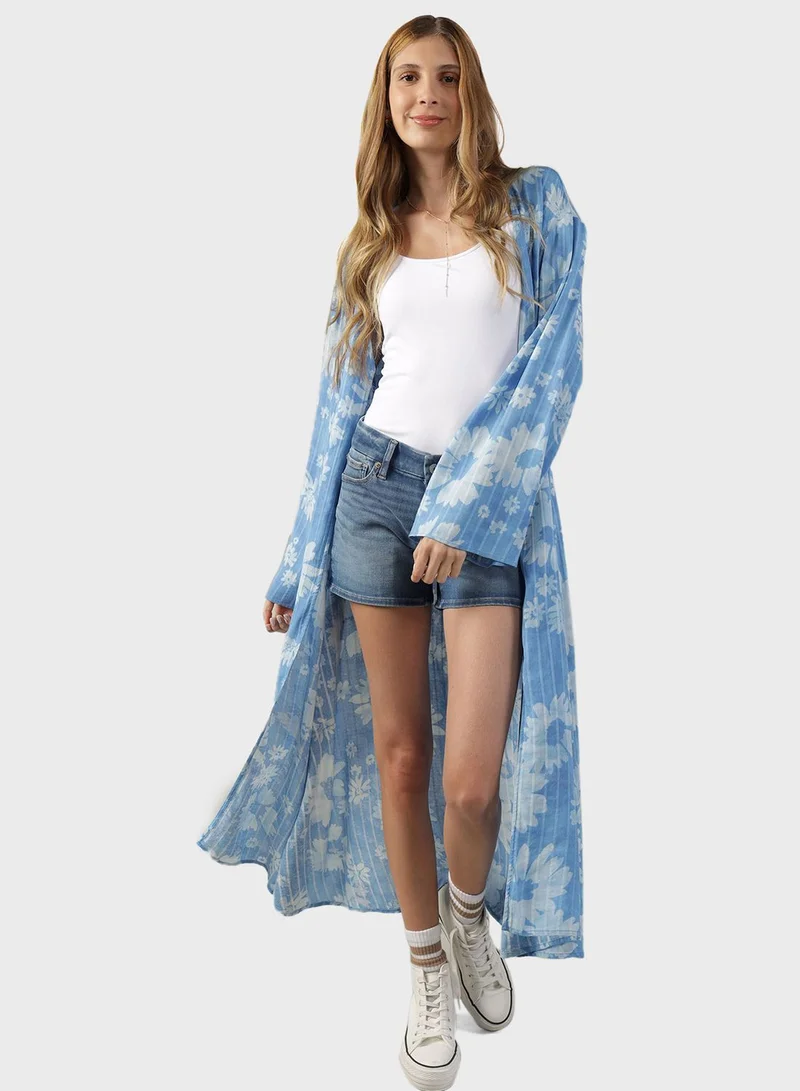American Eagle Floral Printed Kimono Shirt
