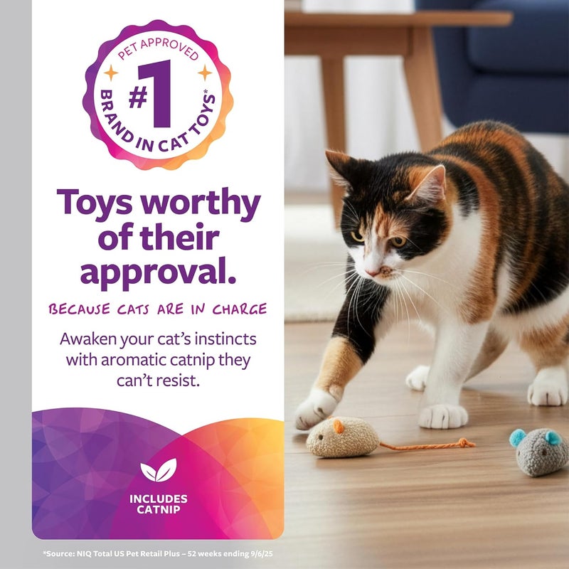 Smartykat (3 Count) Skitter Critters Catnip Cat Toys - Gray/Cream, 3 Count - Image 2