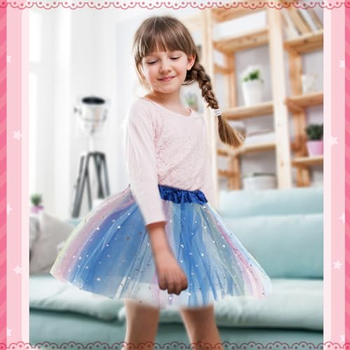 JaGely 9 Pcs Ballet Tutu for Girls Rainbow 3 Layers Fluffy Multicolor Princess Tutu Skirt for Toddler Birthday Party Dresses Bright Style - Image 3