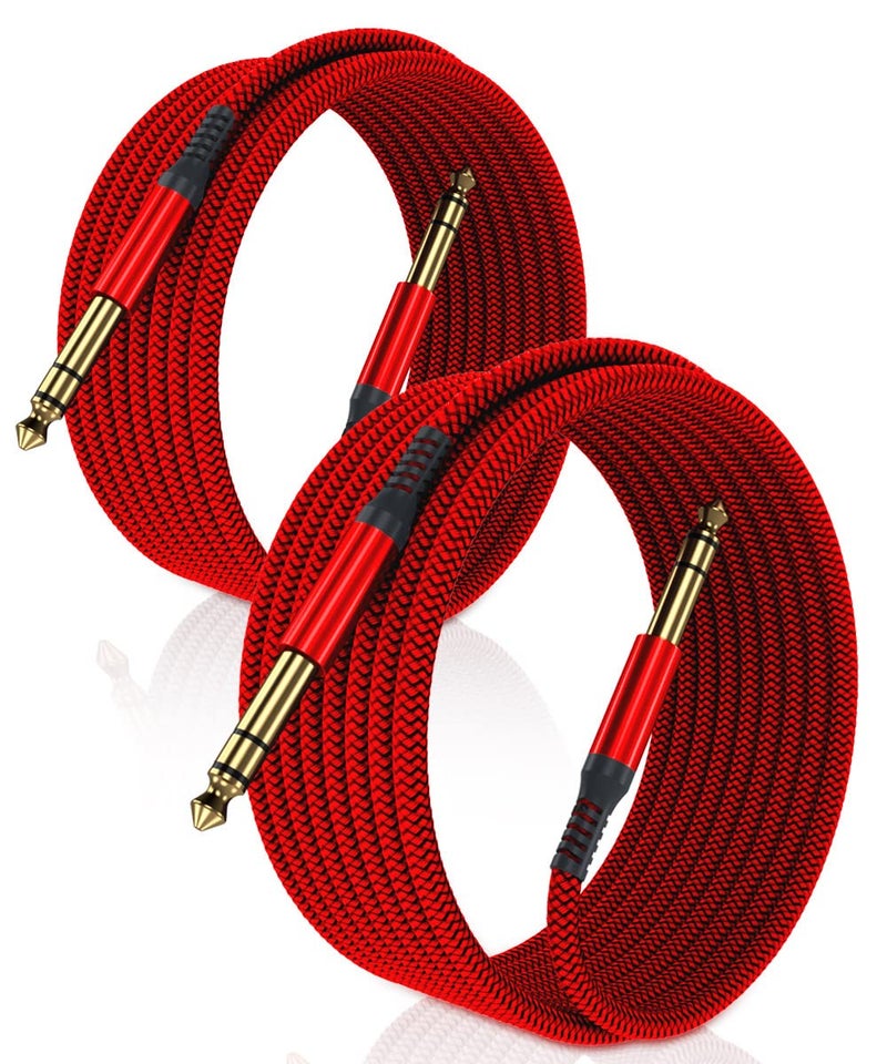 Elebase 1/4 Inch TRS Instrument Cable 10ft 2-Pack,Straight 6.35mm Male Jack Stereo Audio Interconnect Cord,6.35 mm Balanced Line for Electric Guitar,Bass,Keyboard,Mixer,Amplifier,Amp,Speaker,Equalizer - Image 1