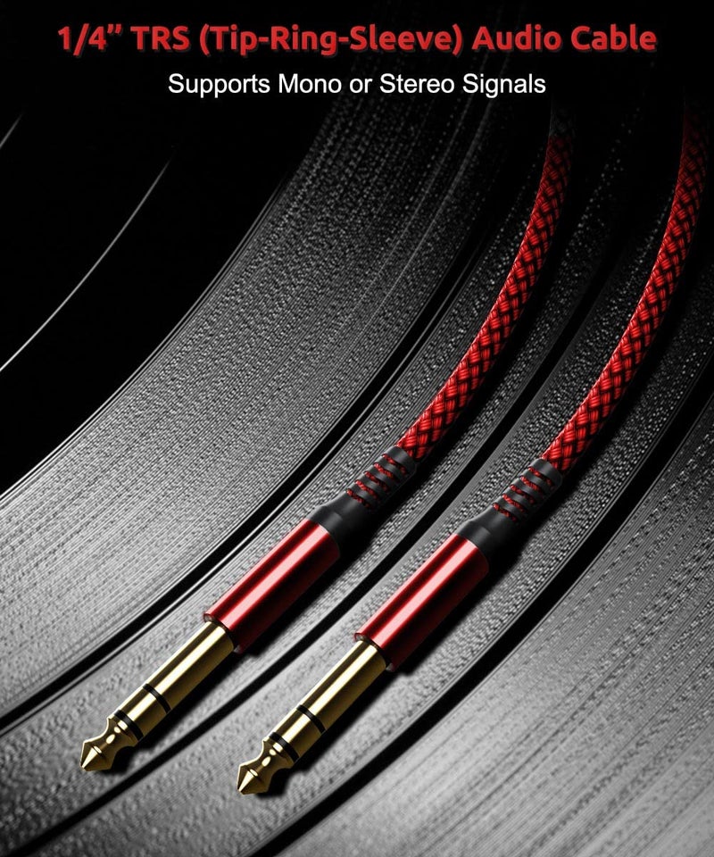 Elebase 1/4 Inch TRS Instrument Cable 10ft 2-Pack,Straight 6.35mm Male Jack Stereo Audio Interconnect Cord,6.35 mm Balanced Line for Electric Guitar,Bass,Keyboard,Mixer,Amplifier,Amp,Speaker,Equalizer - Image 5