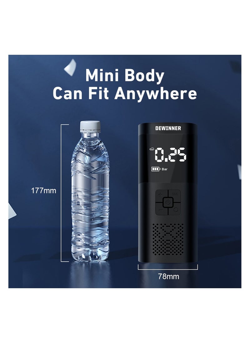 DEWINNER - Tire Inflator Portable Air Compressor with LCD Display, with 6000mAh Rechargeable Battery Air Pump Inflator for Car Tires, Motorcycle, Bike, Basketball, Other of inflatables - Image 1