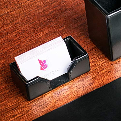 Dacasso Black Bonded Leather Business Card Holder - Image 1