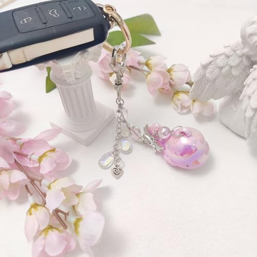 cioatu Cute Keychain Aesthetic Y2K Keychain Accessories Heart Butterfly Strawberry Bear Key Chain for Keys Bags Women Gifts (Pink Dolphin) - Image 4