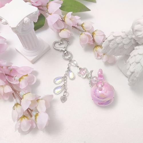 cioatu Cute Keychain Aesthetic Y2K Keychain Accessories Heart Butterfly Strawberry Bear Key Chain for Keys Bags Women Gifts (Pink Dolphin) - Image 2