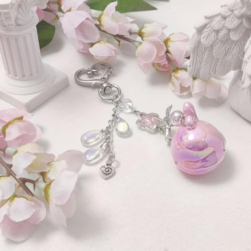cioatu Cute Keychain Aesthetic Y2K Keychain Accessories Heart Butterfly Strawberry Bear Key Chain for Keys Bags Women Gifts (Pink Dolphin) - Image 3