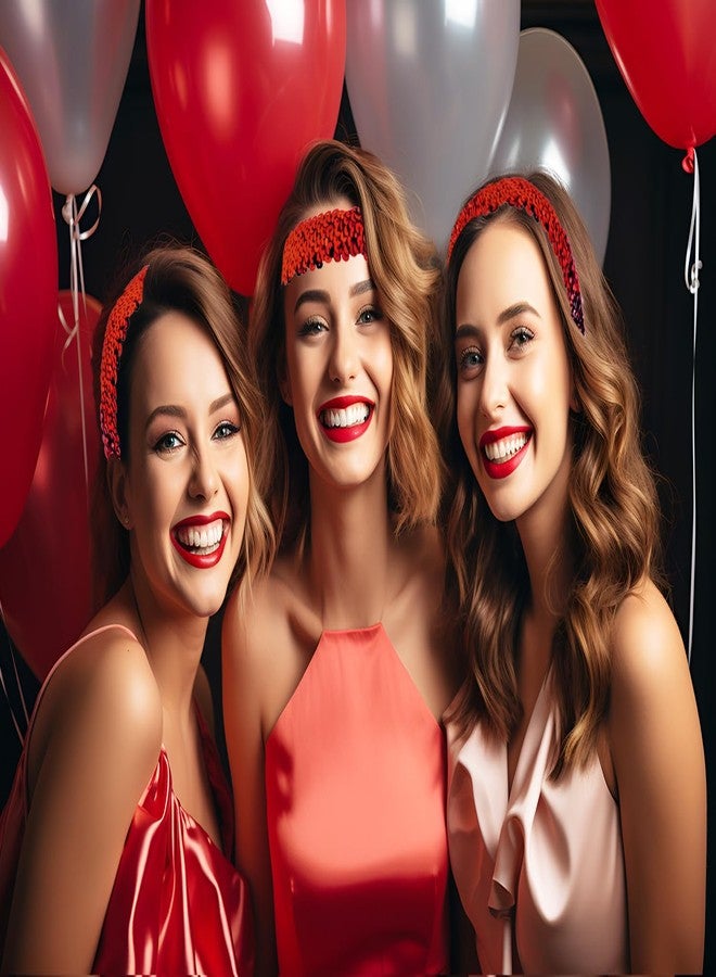 بنتا إنجل طوق رأس بنتا أنجل مزين بالترتر للنساء، قطعتان، تصميم عتيق من الثمانينيات والتسعينيات، مطاطي، لامع، إكسسوارات شعر عصرية لحفلات الهالوين (أحمر، 3×16.5 سم) - Image 5