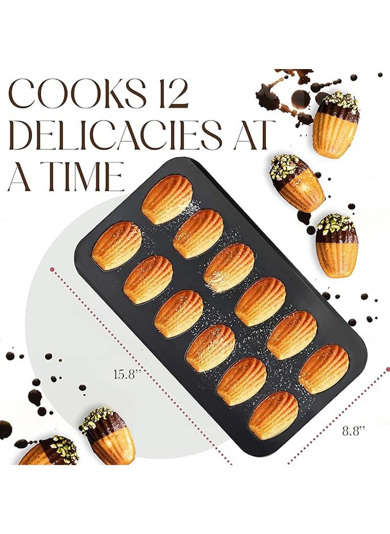 2 PCS Madeleine Pan, 12-Cup Nonstick Shell Shape Baking Cake Mold Jumbo Muffin,Bakeware Bread Pan, Sheet Pans for Cooking Nonstick,15.5 Inch Baking Pan Loaf
