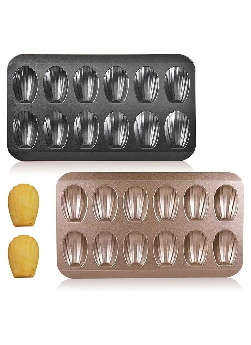 2 PCS Madeleine Pan, 12-Cup Nonstick Shell Shape Baking Cake Mold Jumbo Muffin,Bakeware Bread Pan, Sheet Pans for Cooking Nonstick,15.5 Inch Baking Pan Loaf