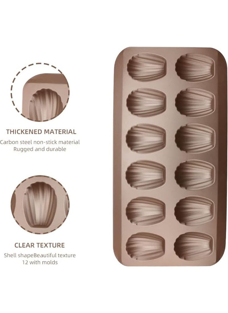 2 PCS Madeleine Pan, 12-Cup Nonstick Shell Shape Baking Cake Mold Jumbo Muffin,Bakeware Bread Pan, Sheet Pans for Cooking Nonstick,15.5 Inch Baking Pan Loaf