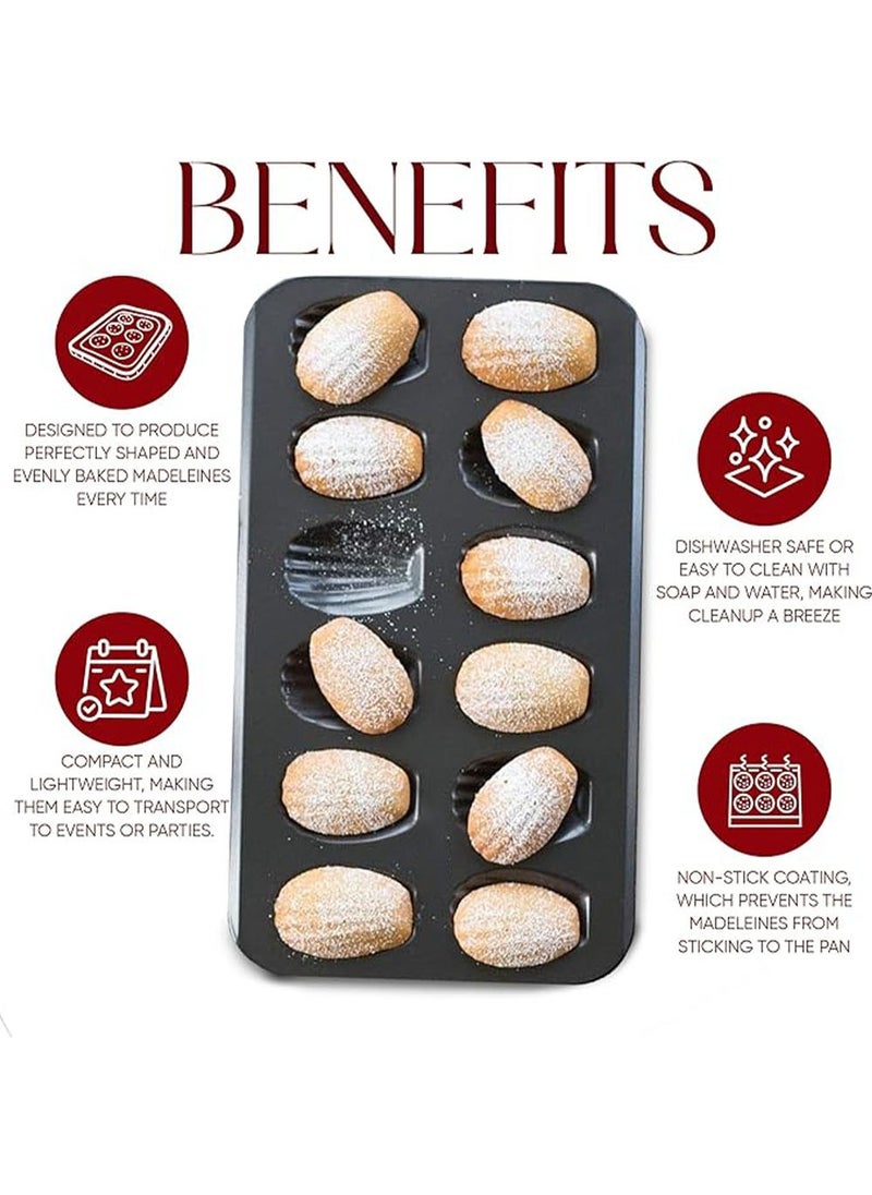2 PCS Madeleine Pan, 12-Cup Nonstick Shell Shape Baking Cake Mold Jumbo Muffin,Bakeware Bread Pan, Sheet Pans for Cooking Nonstick,15.5 Inch Baking Pan Loaf