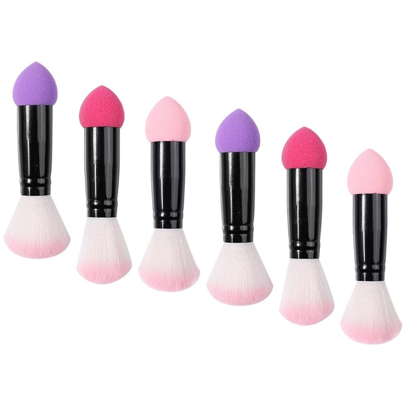 LABRIMP 6pcs Dual-ended Blush and Contour Brushes Set, Double Sided Cream Blush and Concealer Makeup Brushes for Women, Soft Facial Blending Tools for Powder and Liquid Cosmetics - Image 1