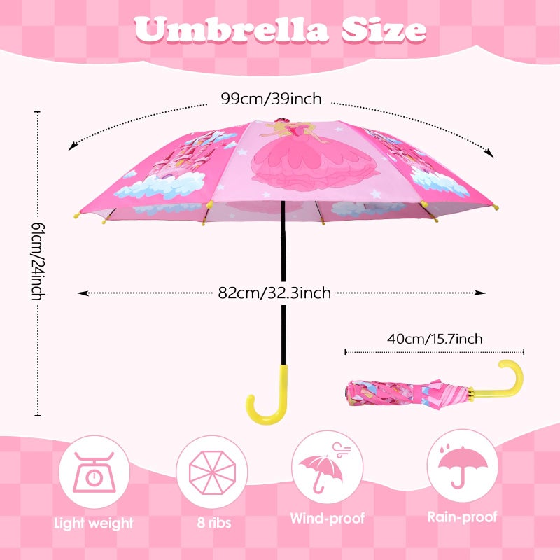 decalsweet Kids Umbrella Children Folding Umbrellas Easy Push/Pull for Toddler,8 Rib Reinforced Canopy Large 32' x 24', Lightweight Cute Design for Girls & Boys - Image 3