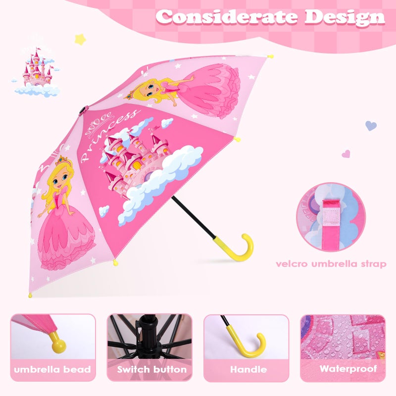 decalsweet Kids Umbrella Children Folding Umbrellas Easy Push/Pull for Toddler,8 Rib Reinforced Canopy Large 32' x 24', Lightweight Cute Design for Girls & Boys - Image 4