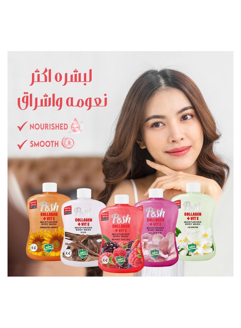 Posh Body Wash Liquid Anti-Bacterial Rich In Collagen And Vitamin E Jasmine Scent 680ml