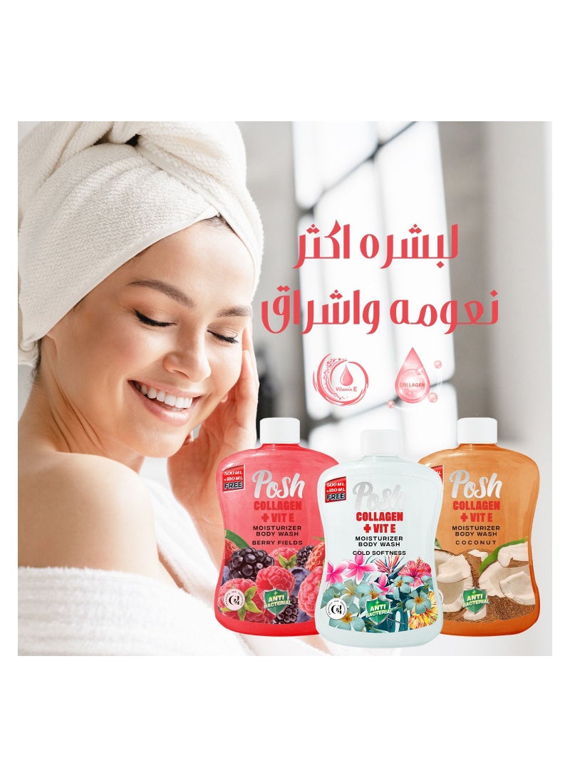 Posh Body Wash Liquid Anti-Bacterial Rich In Collagen And Vitamin E Jasmine Scent 680ml