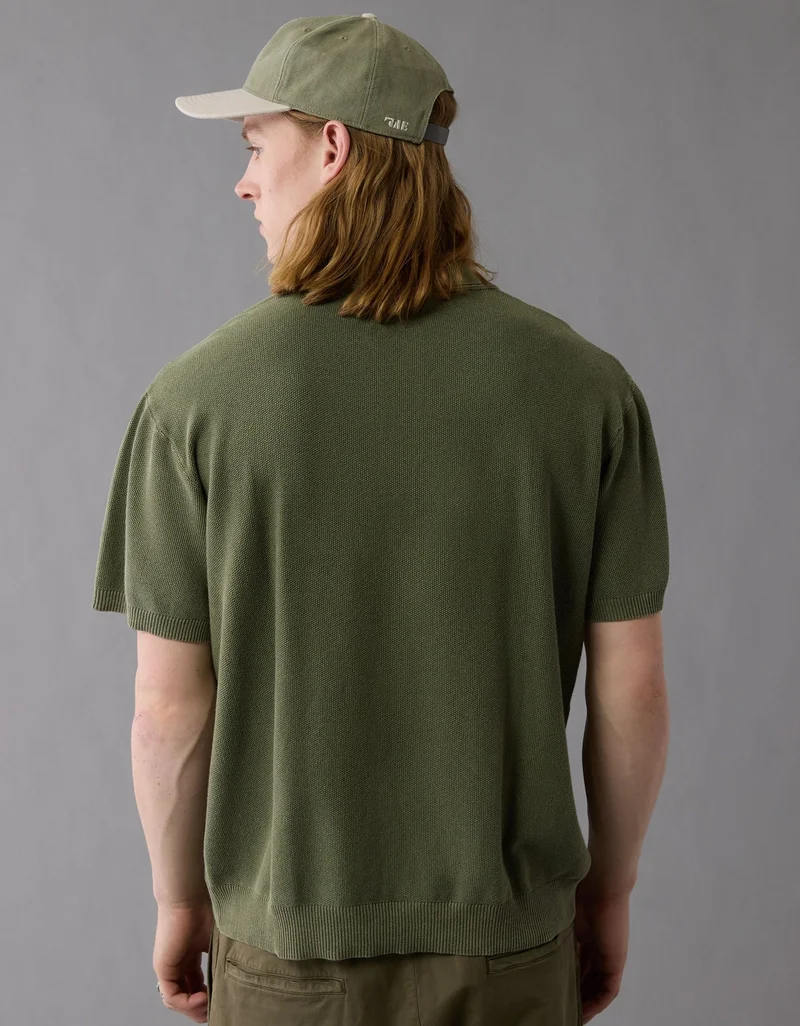 American Eagle AE Washed Sweater Polo Shirt
