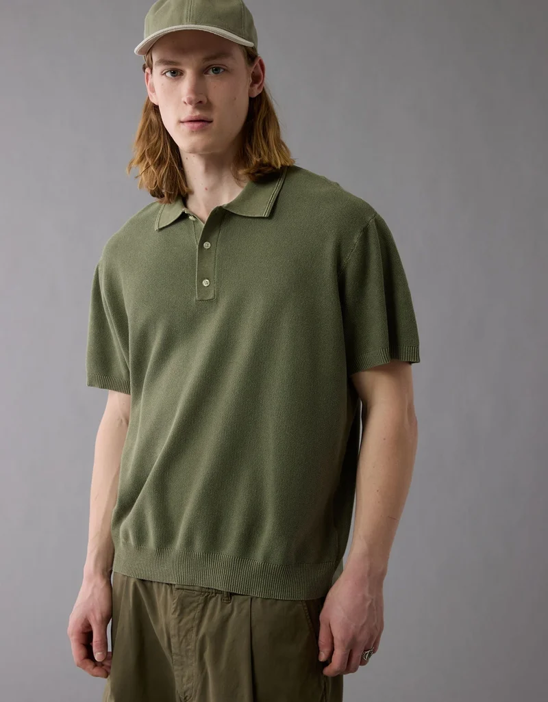 AE Washed Sweater Polo Shirt
