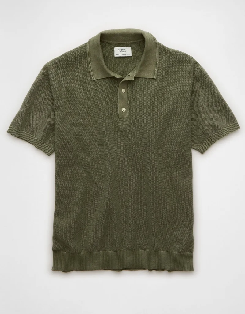 American Eagle  AE Washed Sweater Polo Shirt for Men | Best Price UAE