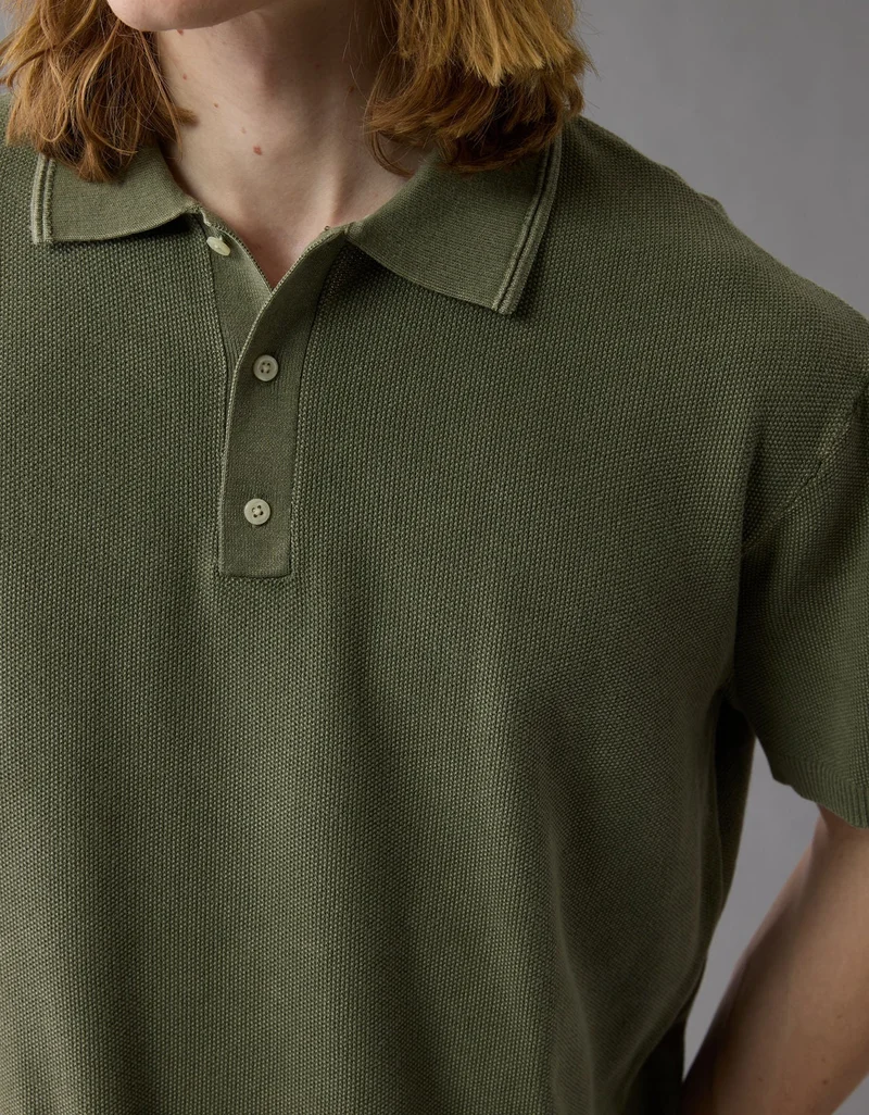 American Eagle  AE Washed Sweater Polo Shirt for Men | Best Price UAE