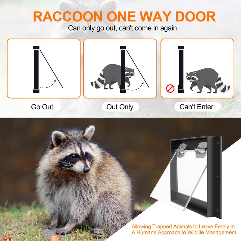 GROWLING Raccoon One Way Door â€“ Large Size, Humane, Contactless Animal Excluder Trap â€“ Raccoon One Way Eviction Door, Easy to Install & Weather-Resistant, Ideal for Squirrels, Skunks, Possums - Image 1