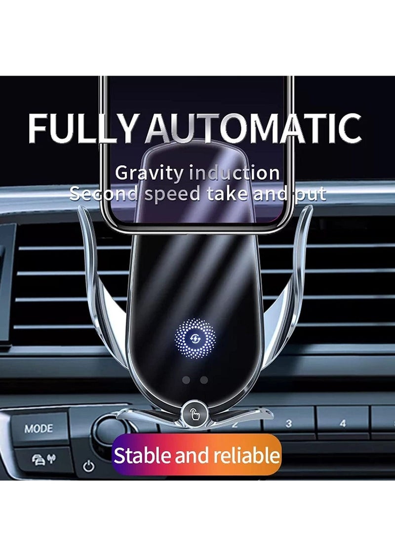 Wireless Car Charger 15W Qi Fast Charging Phone Mount Magic Clip Mobile Infrared Induction Bracket Smart Navigation Black - Image 4