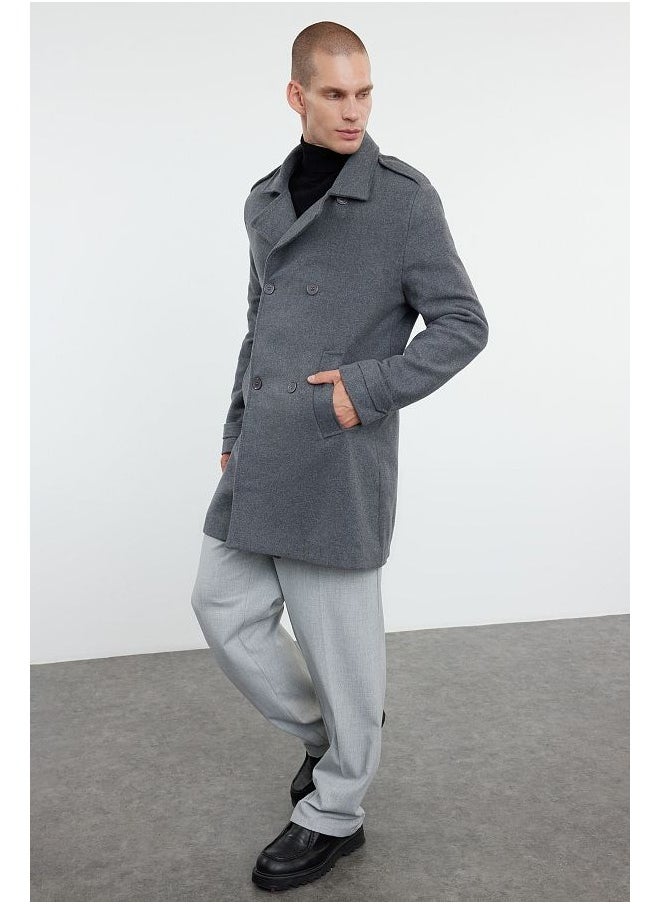 trendyol Men's Regular Fit Winter Wool Blend Winter Cashmere Coat  - Image 2